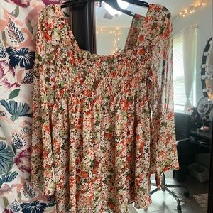 NY&Co. Sheer Ruched Flowy Top - Can be Worn On or Off Shoulder